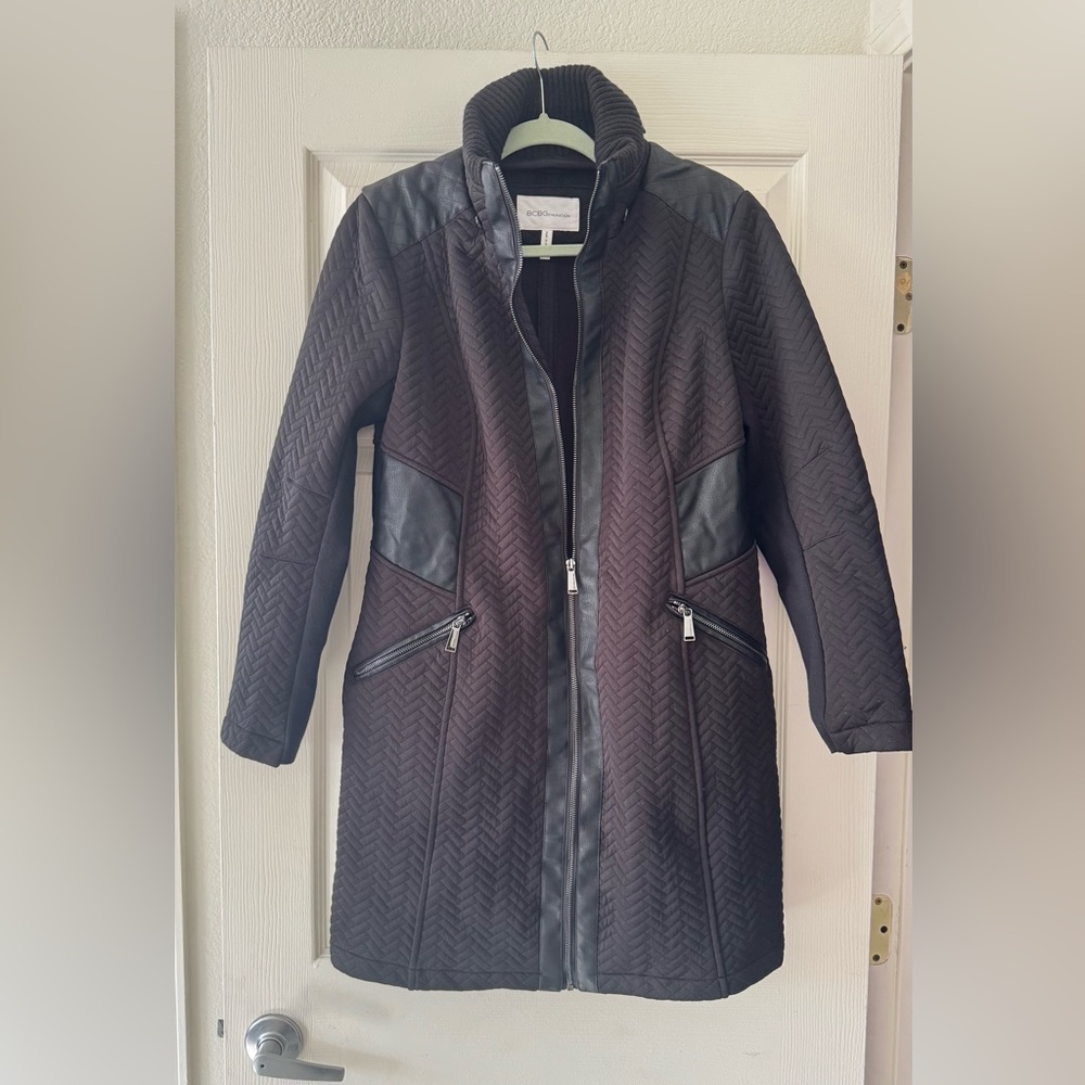 BCBGeneration Black Quilted Trench Coat
